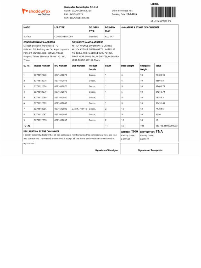 Lor Receipt SFLR1258960PPL | PDF