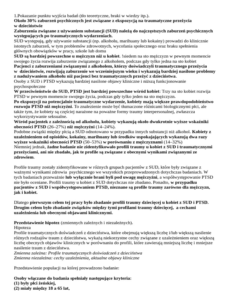Profiles of Childhood Trauma in Women With Substance Use Disorders and ...