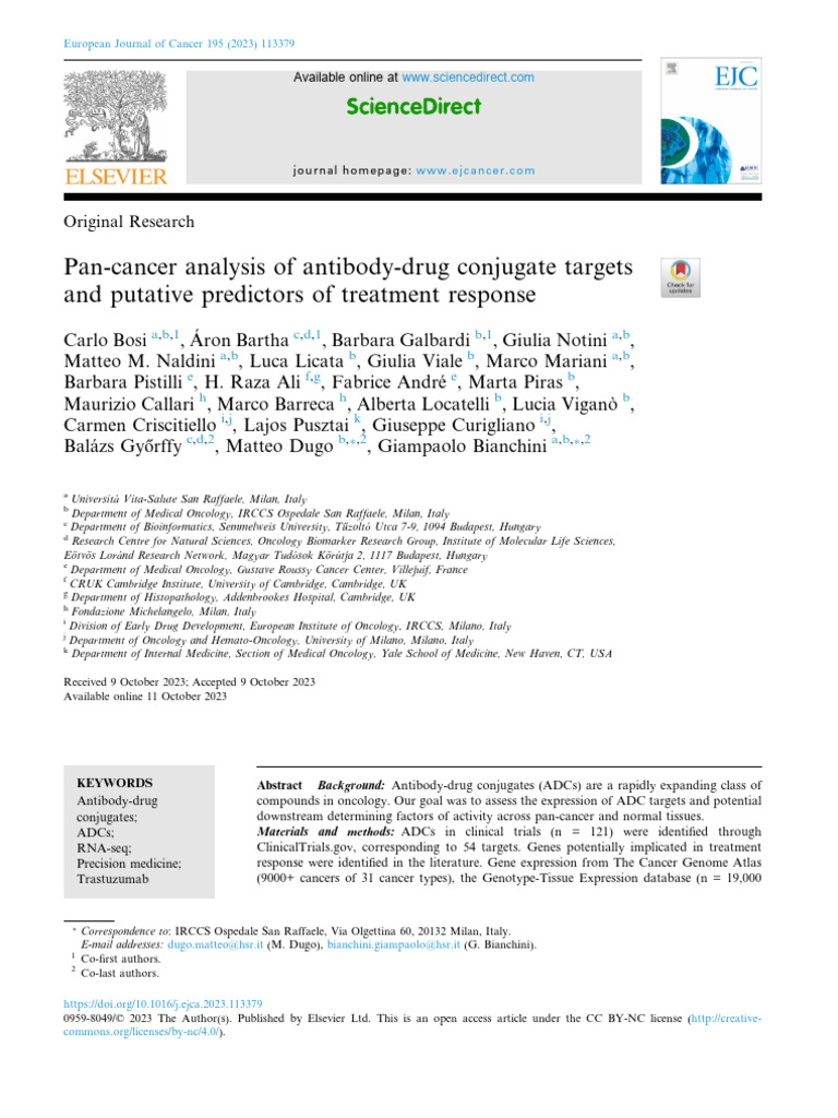 Pan Cancer Analysis of Antibody Drug Conjugate Tar | PDF ...