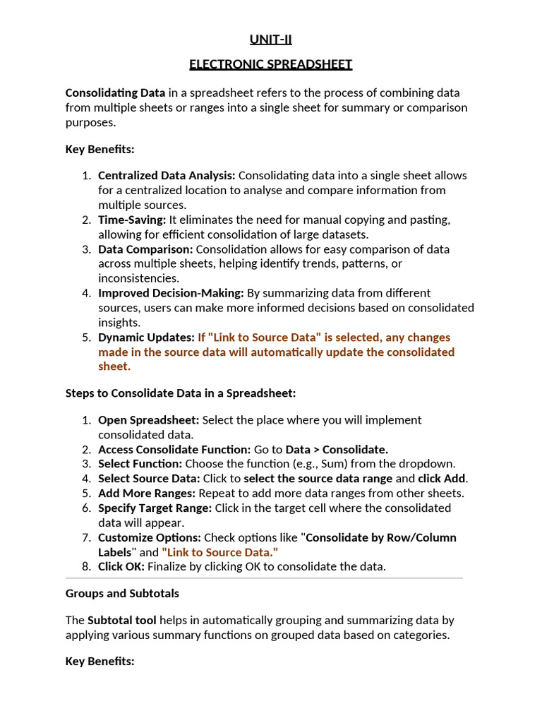 Electronic Spreadsheet | PDF | Hyperlink | Spreadsheet