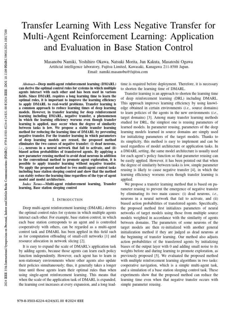 Transfer Learning With Less Negative Transfer For Multi-Agent ...