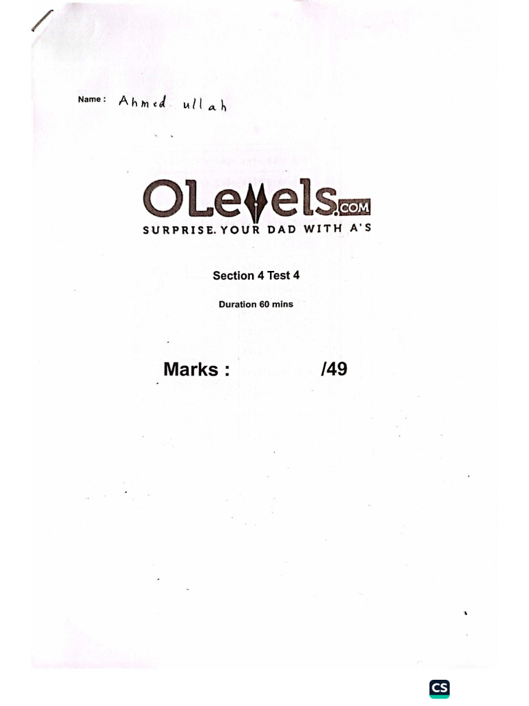 Section 4 Test 4 | PDF