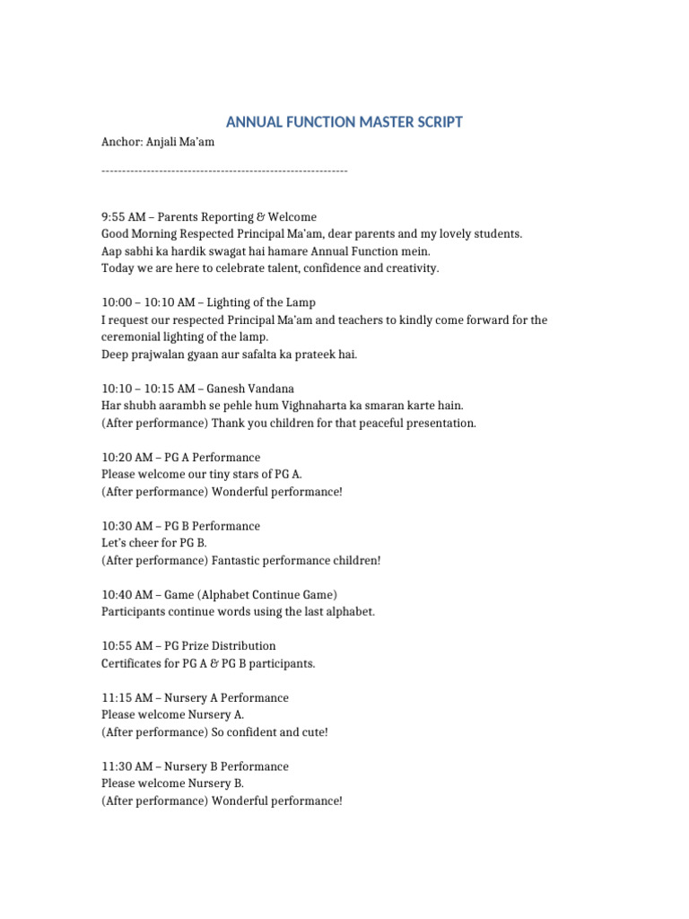 Annual Function Master Script Final | PDF