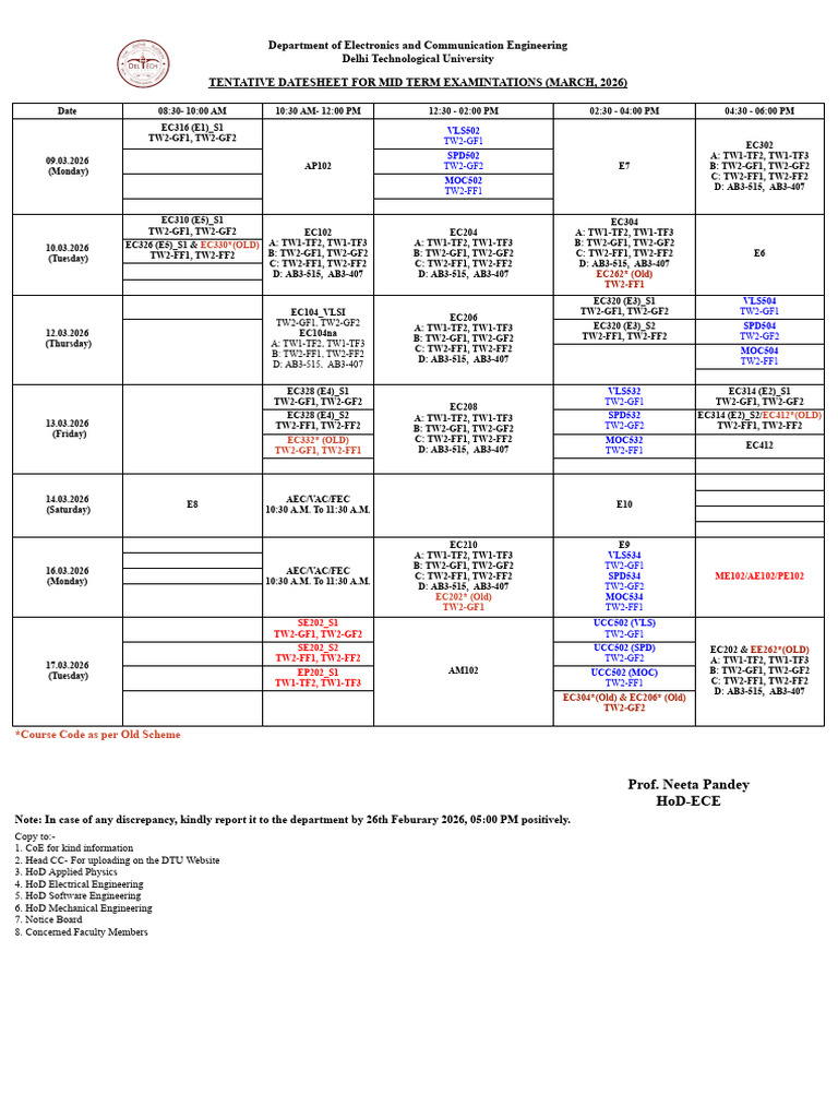 MTE Tentative Datesheet March 2026 | PDF | Chess Theory | Chess