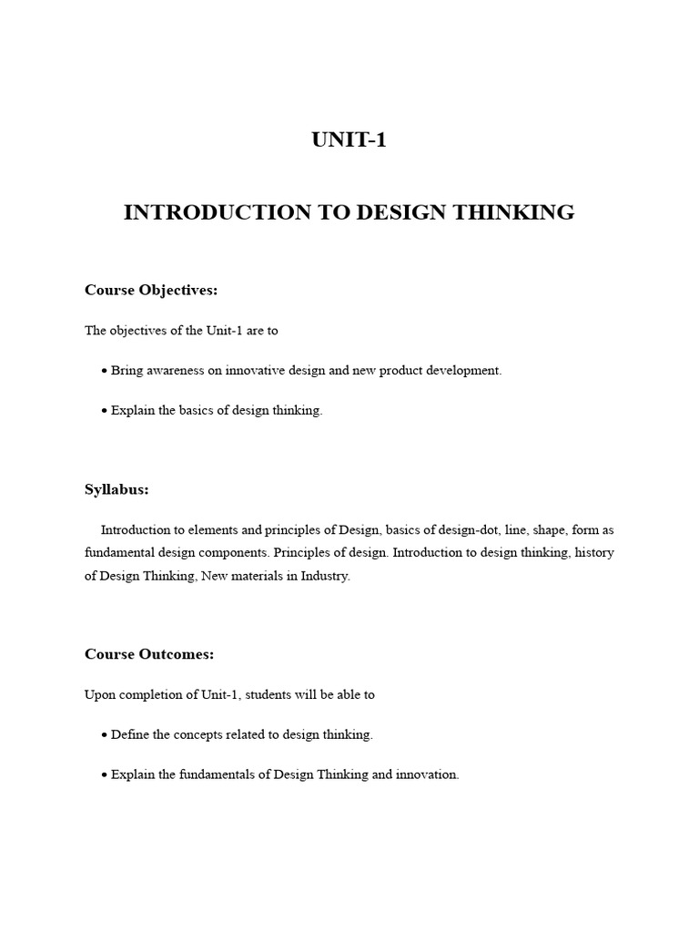 Design Thinking and Innovation 1-5 Units Material | PDF | Design ...