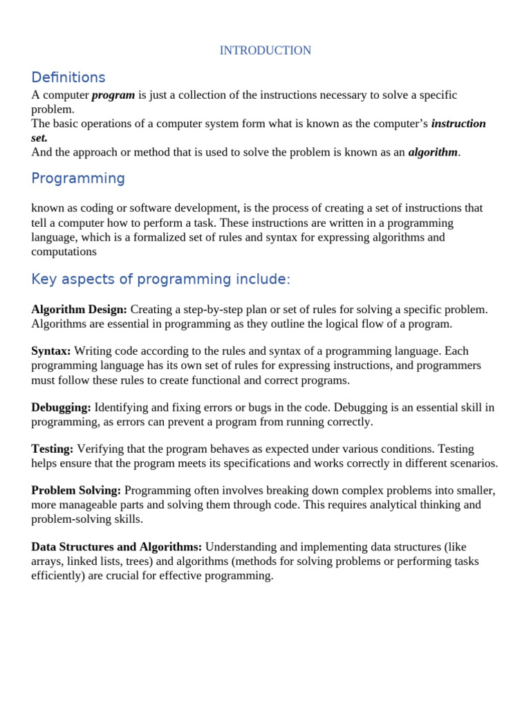 Lecture 1 Introduction | PDF | Computer Programming | Programming Language