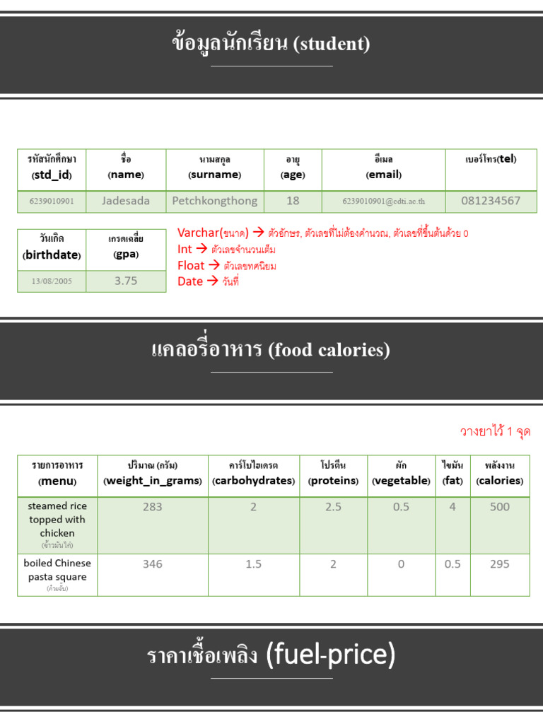 ตัวอย่างDB Table | PDF
