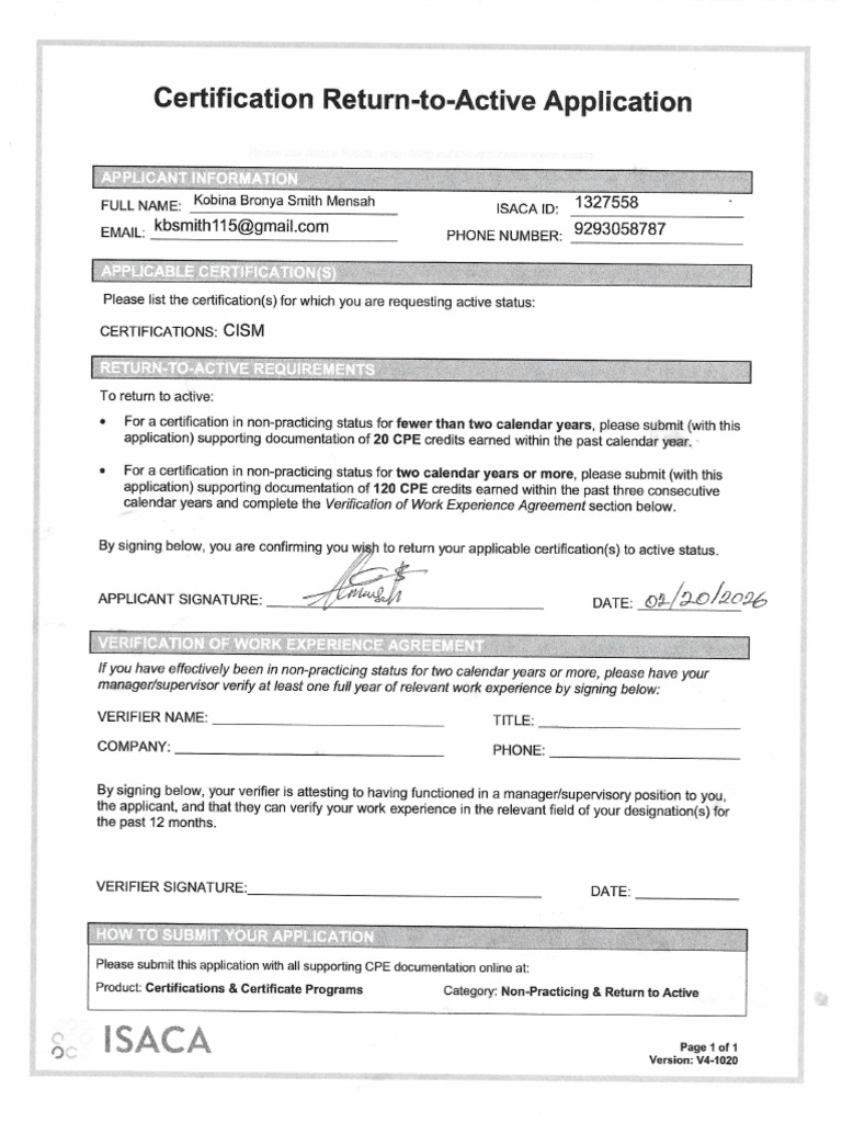 CISM Return | PDF