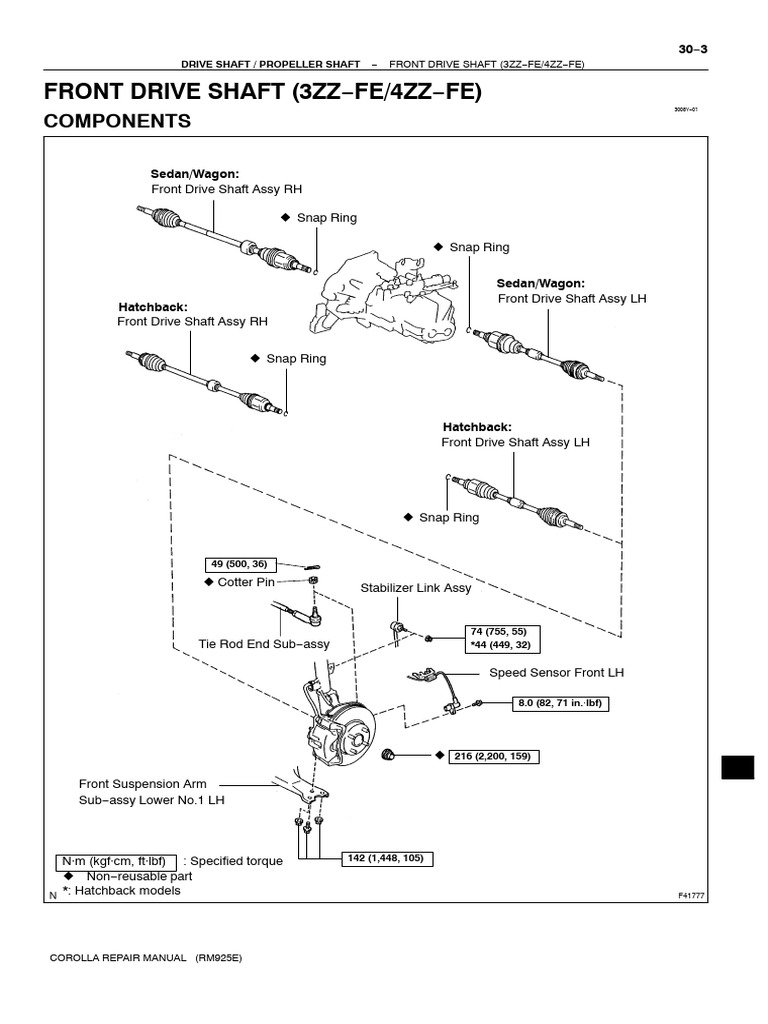 Front Drive Shaft (3Zz FE/4ZZ FE) : Components | PDF | Axle | Car