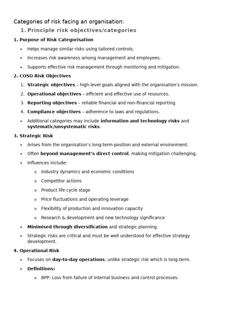 LU10 - Categories of Risk Facing An Organisation | PDF | Risk ...