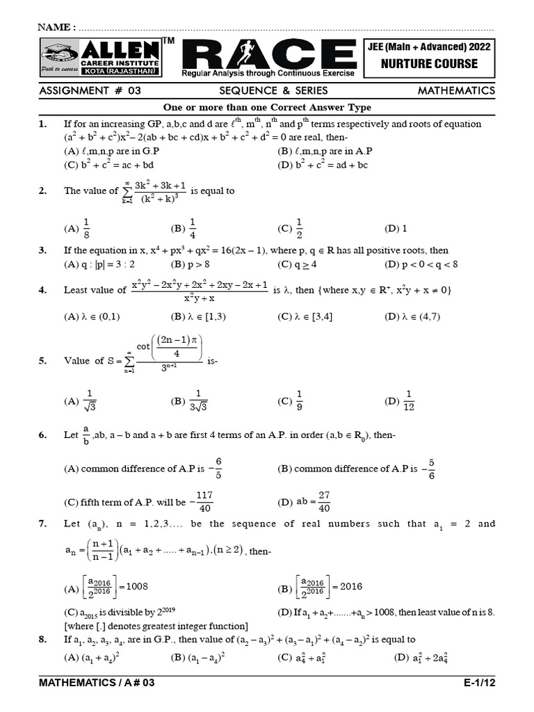 MAS 4 Sequence and Series | PDF | Numbers | Mathematics