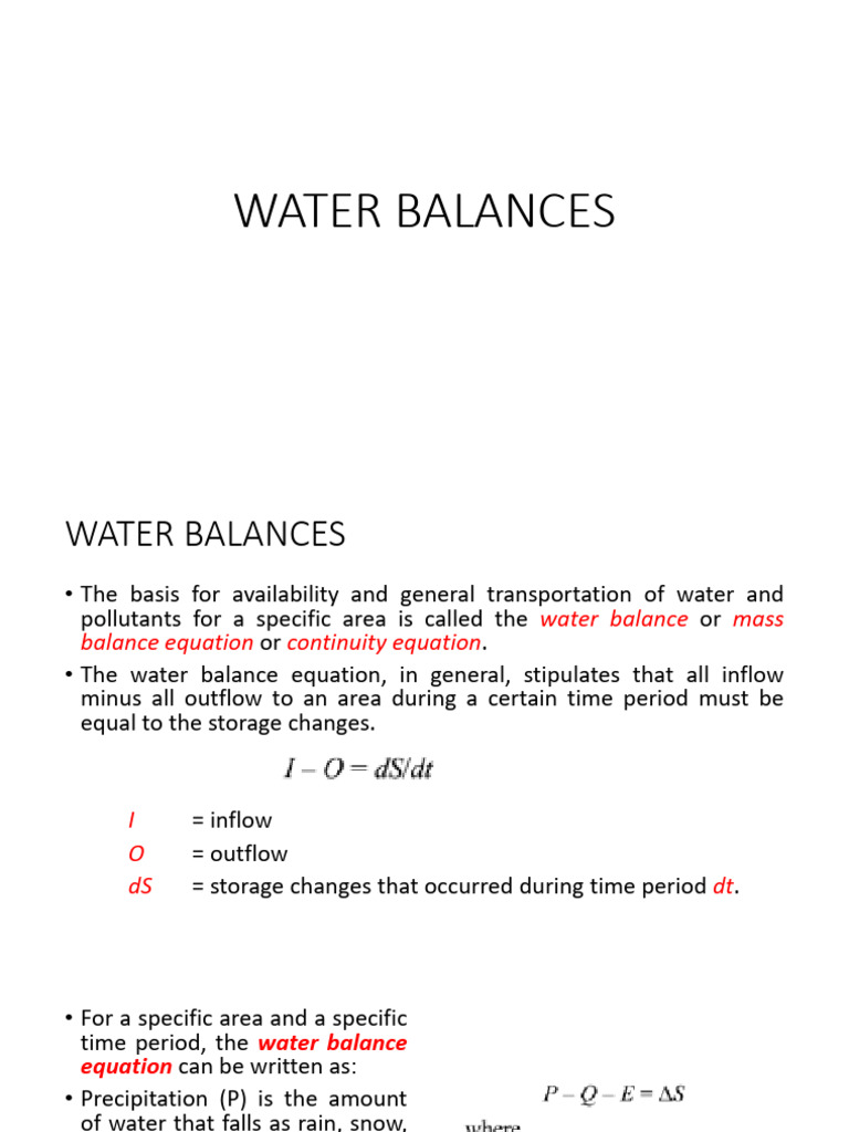 Topic No. 2 - Water Balance | PDF | Drainage Basin | Discharge (Hydrology)