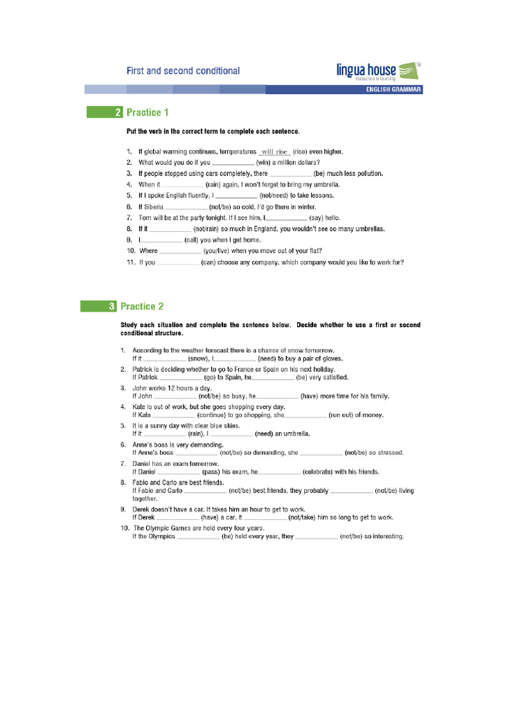 Conditionals Types 1&2 | PDF