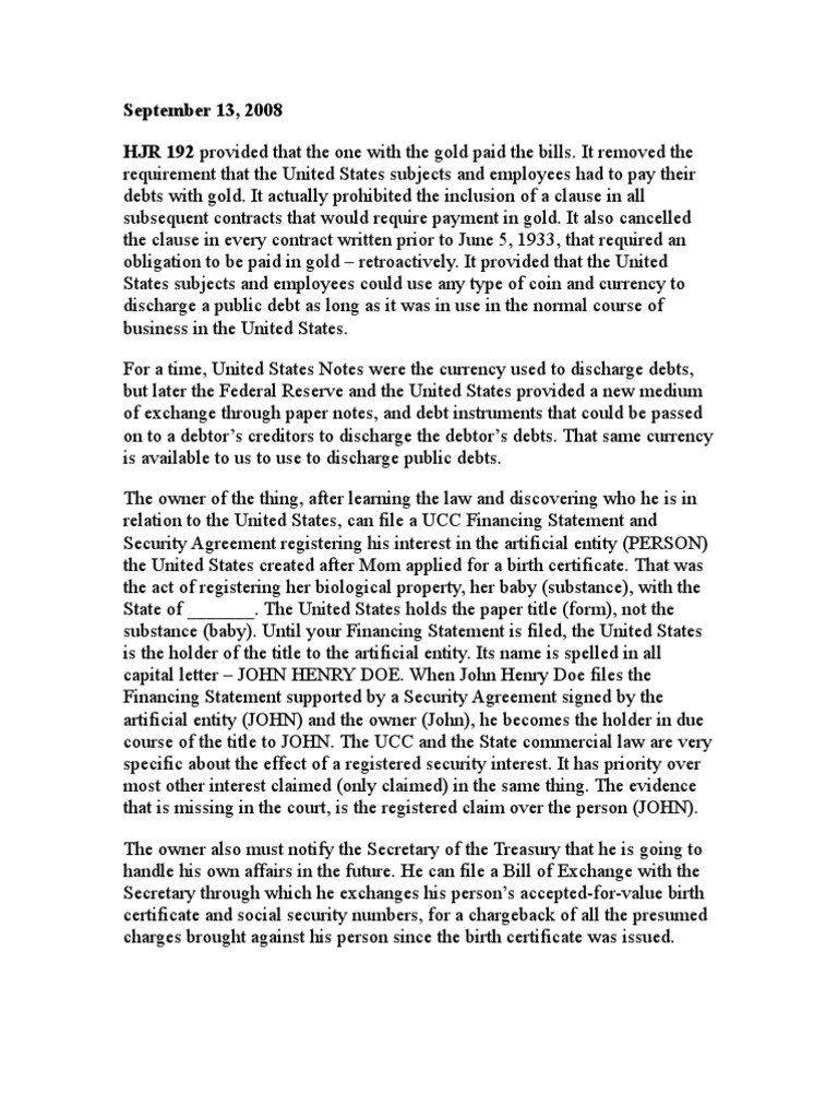 HJR 192 Provided That The One With The Gold Paid The Bills | Debt ...