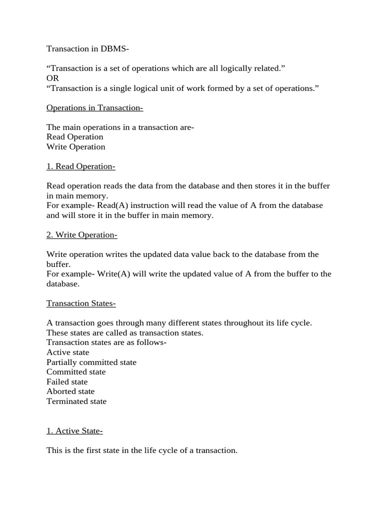 Transaction in DBMS | PDF | Database Transaction | Data Management