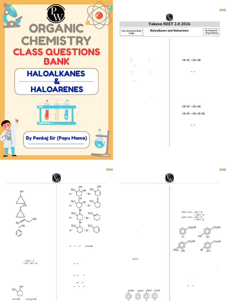 Haloalkanes and Haloarenes Class Questions Bank (CQB) Organic Chemistry ...