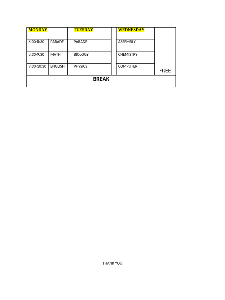 Time Table | PDF