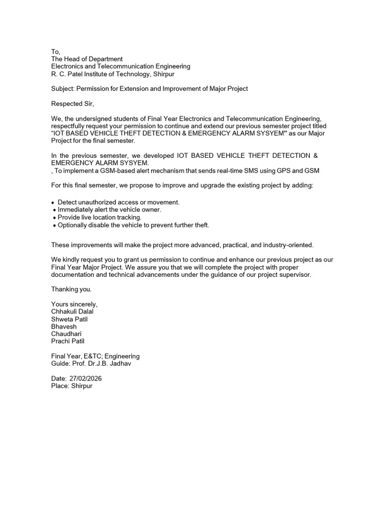 Major Project Extension Letter - Docx 1 (1) - 1 | PDF