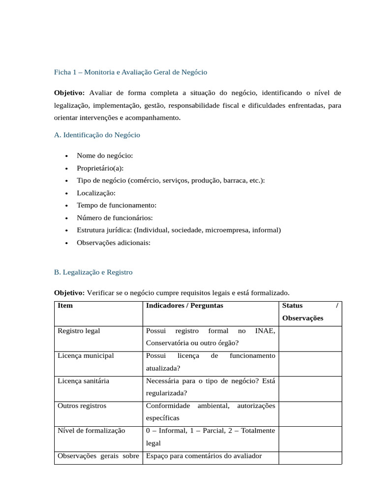 Ficha de Monitoria e Avaliação | PDF | Business | Marketing