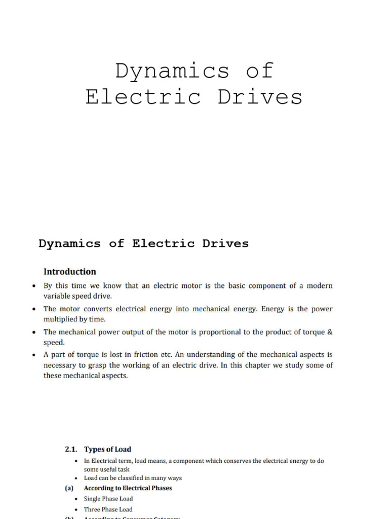 Lecture-2 Dynamics of Electric Drives | PDF | Torque | Engines