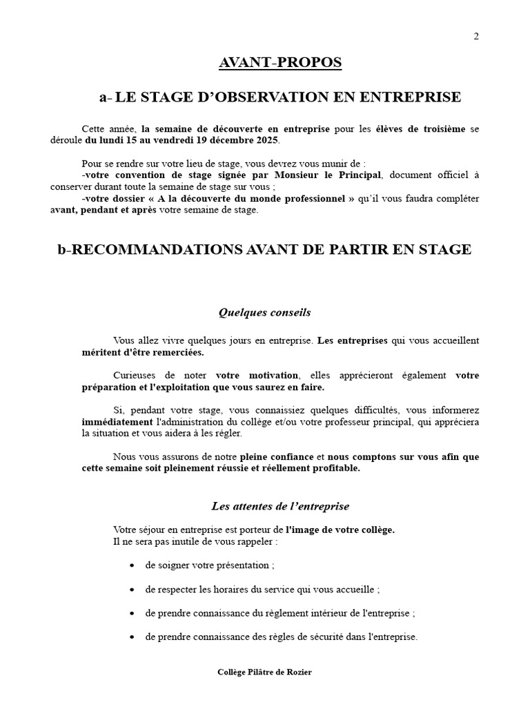 Guide Dossier Stage | PDF
