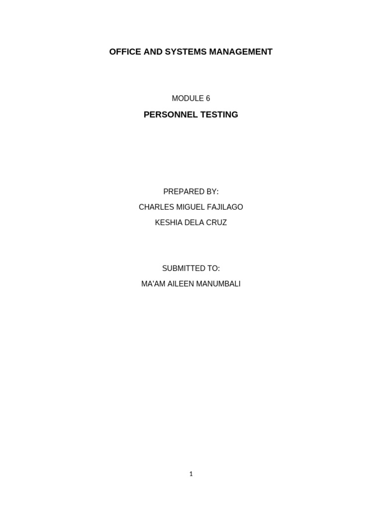 Module 6 Personnel Testing | PDF | Intelligence | Validity (Statistics)
