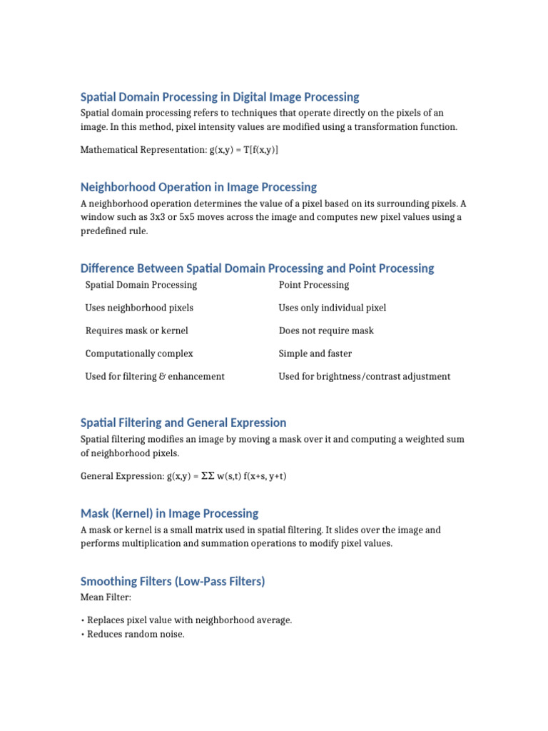 Spatial Domain Processing Theory | PDF | Algorithms | Multidimensional ...