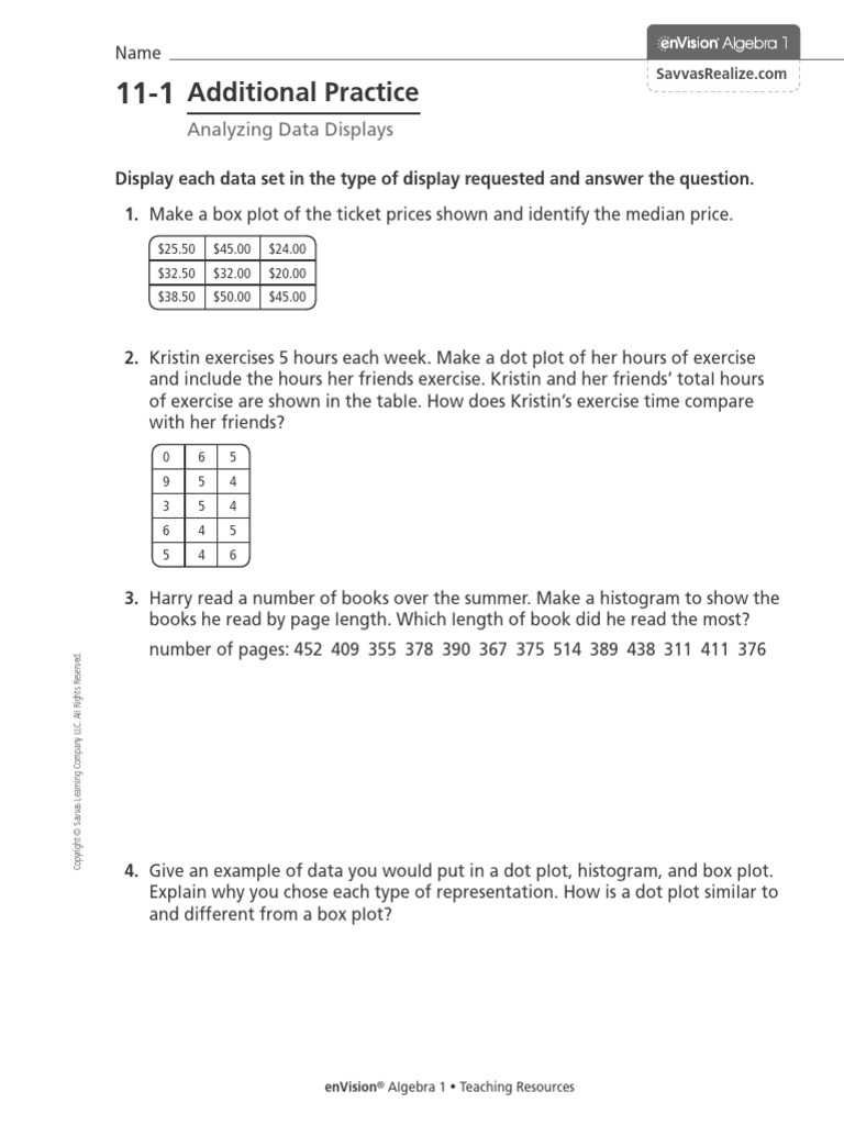 11-1 Additional Practice PDF | PDF