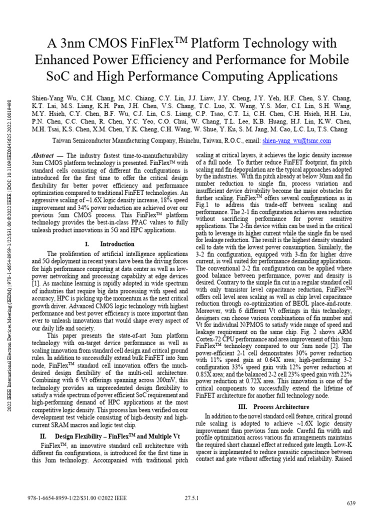 A 3nm CMOS FinFlex Platform Technology With Enhanced Power Efficiency ...