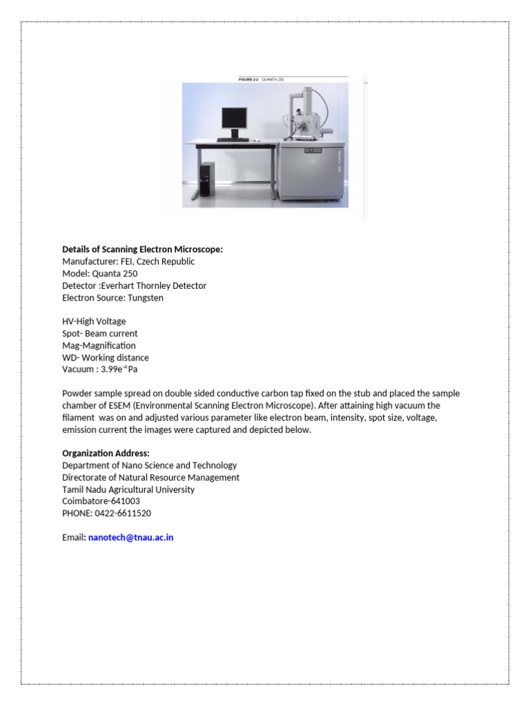 Details of Scanning Electron Microscope | PDF