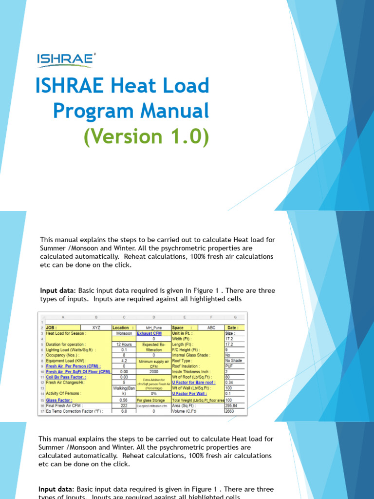 ISHRAE Heat Load Program Manual | PDF | Building Insulation | Roof