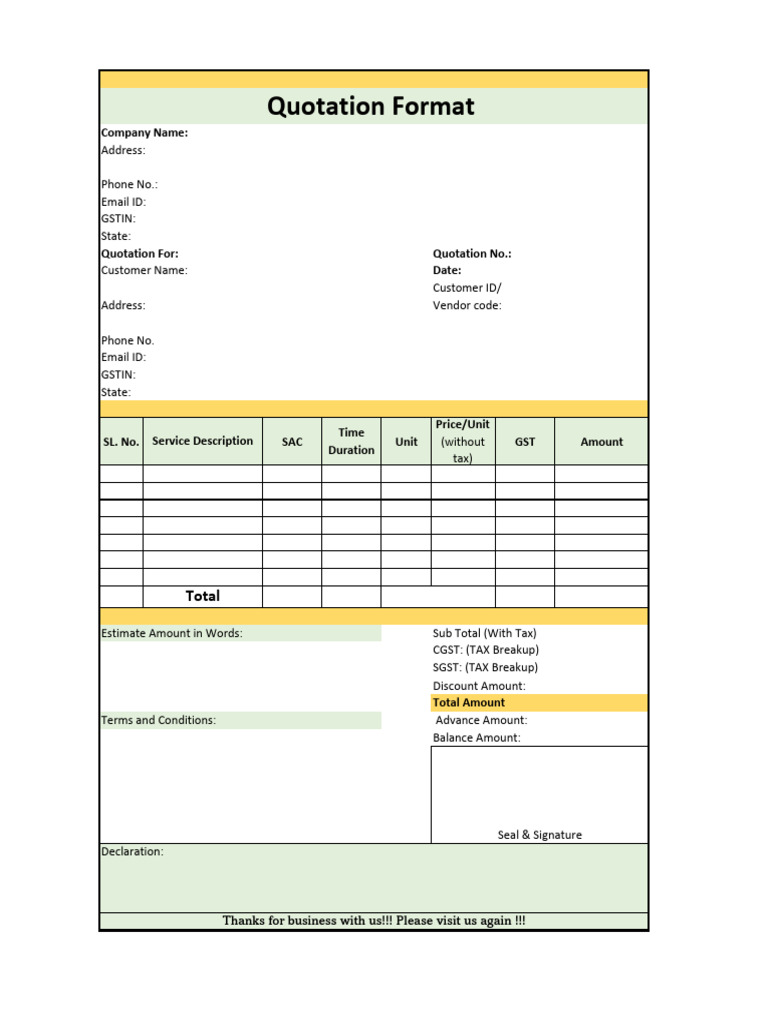 Quotation Format For Manpower Supply 03 | PDF