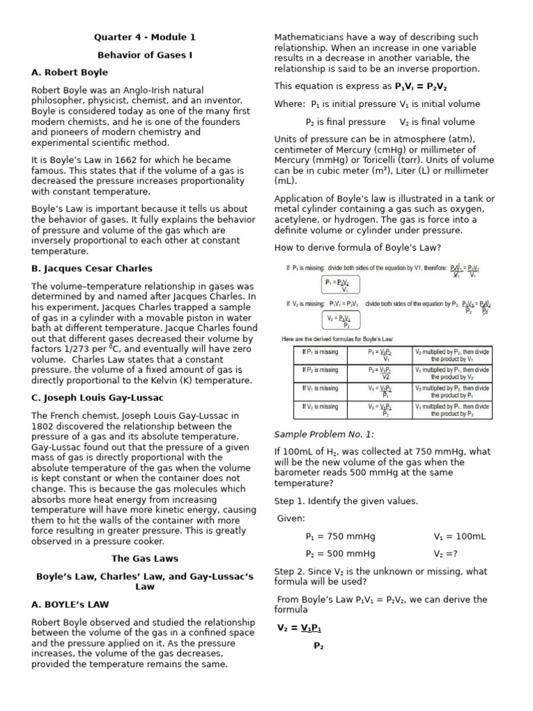 Q4 Module1 Handout 2025 2026 | PDF | Gases | Temperature