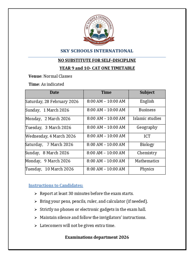 Cat One Timetable | PDF