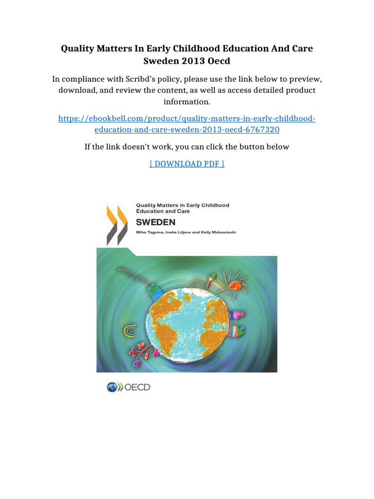 Quality Matters in Early Childhood Education and Care Sweden 2013 Oecd ...