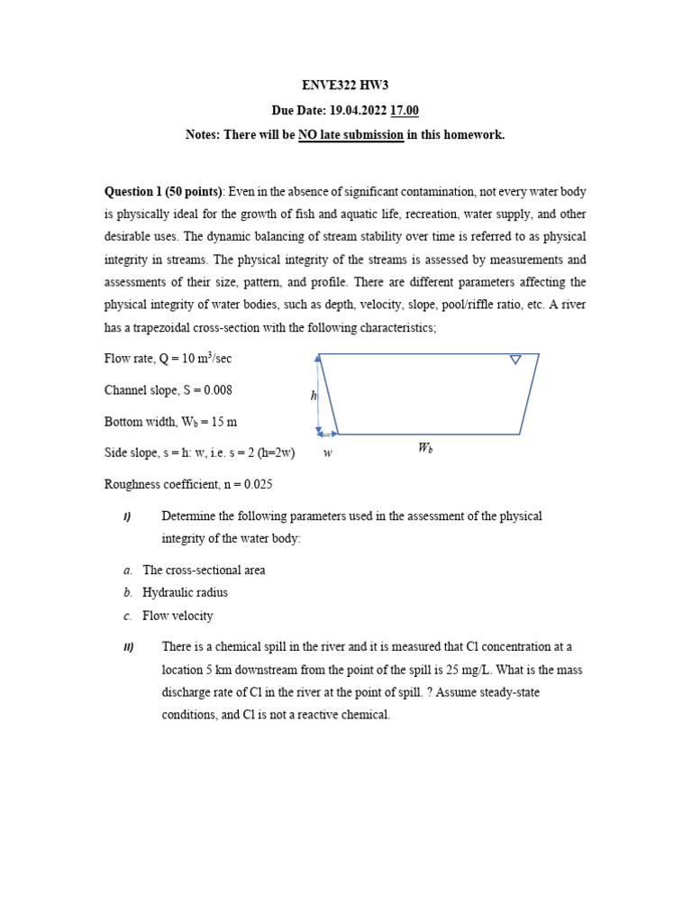 ENVE 322 Homework 3 | PDF | Groundwater | Aquifer