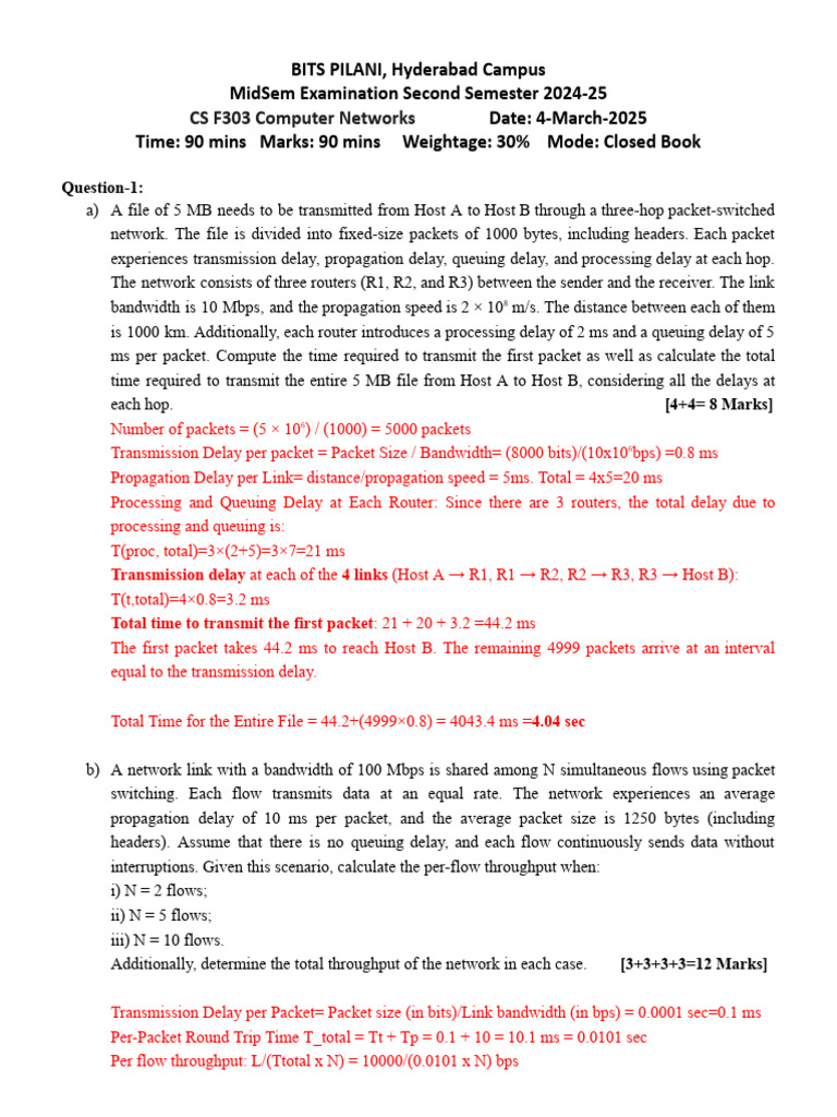 MidSem Solution | PDF | Transmission Control Protocol | Telecommunications