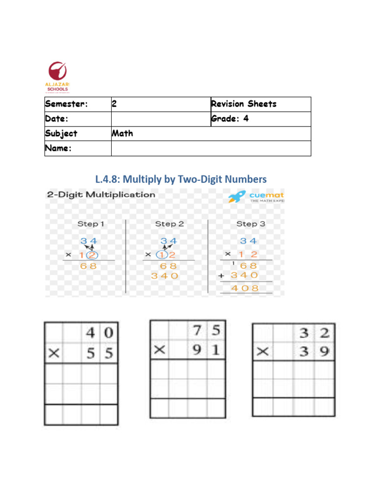 Q3 Gr.4 Math Revision Sheet.. | PDF