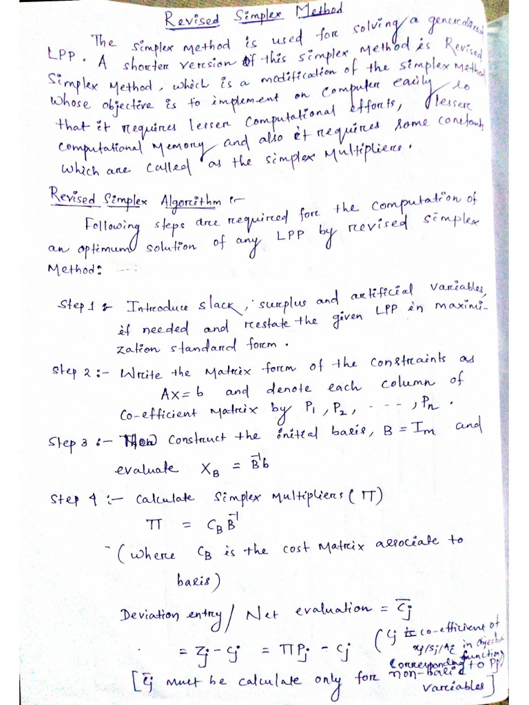 Revised Simplex Method | PDF