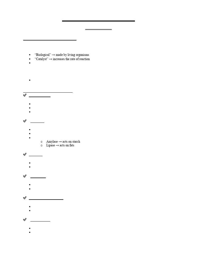 Enzymes Notes | PDF | Enzyme | Active Site