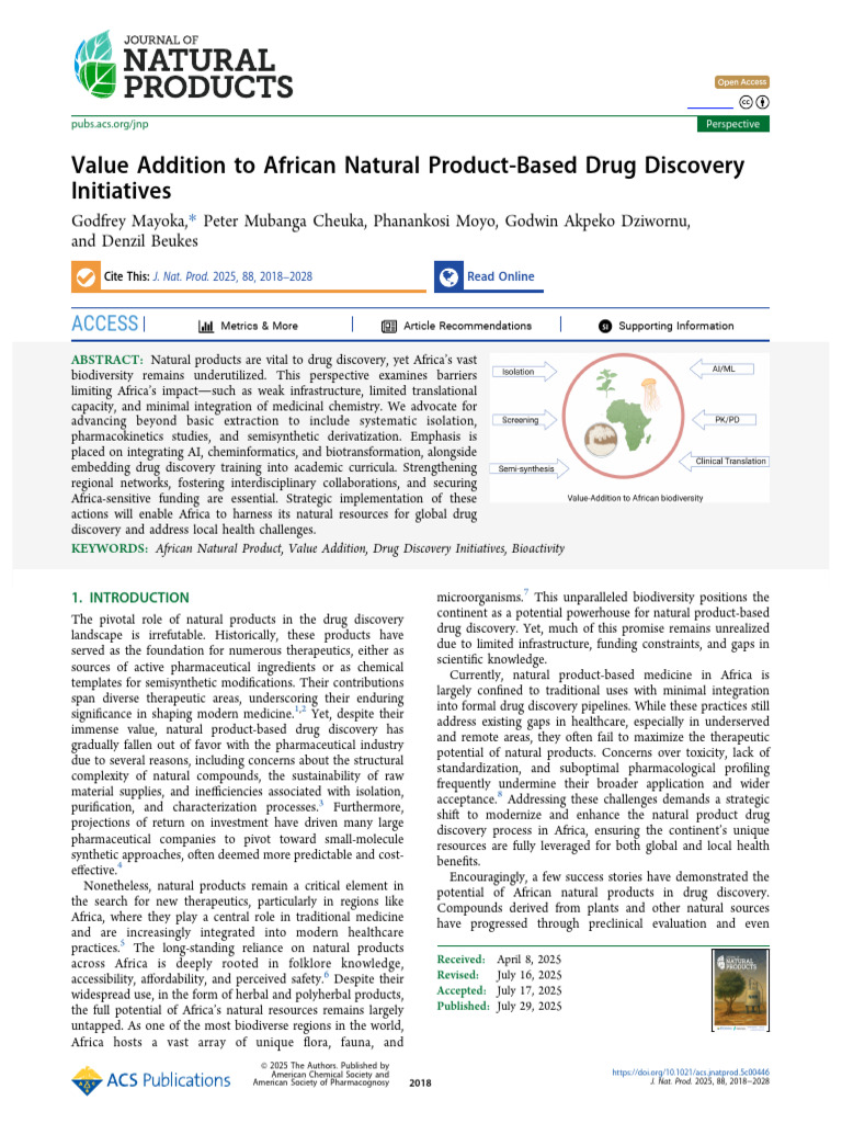 Mayoka Et Al 2025 Value Addition To African Natural Product Based Drug ...