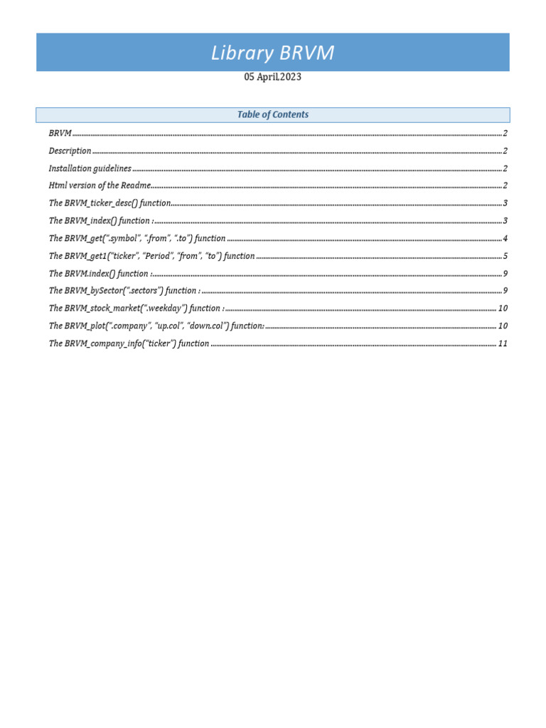 BRVM Package Documentation 1752791945 | PDF