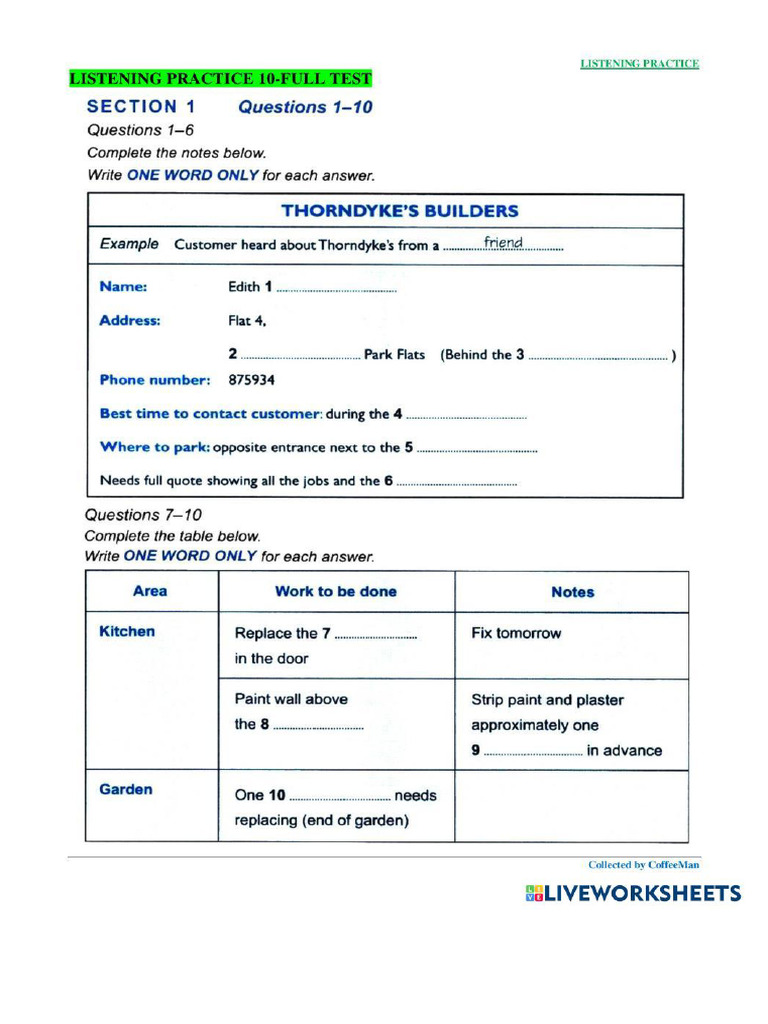 Worksheet 7233902 | PDF