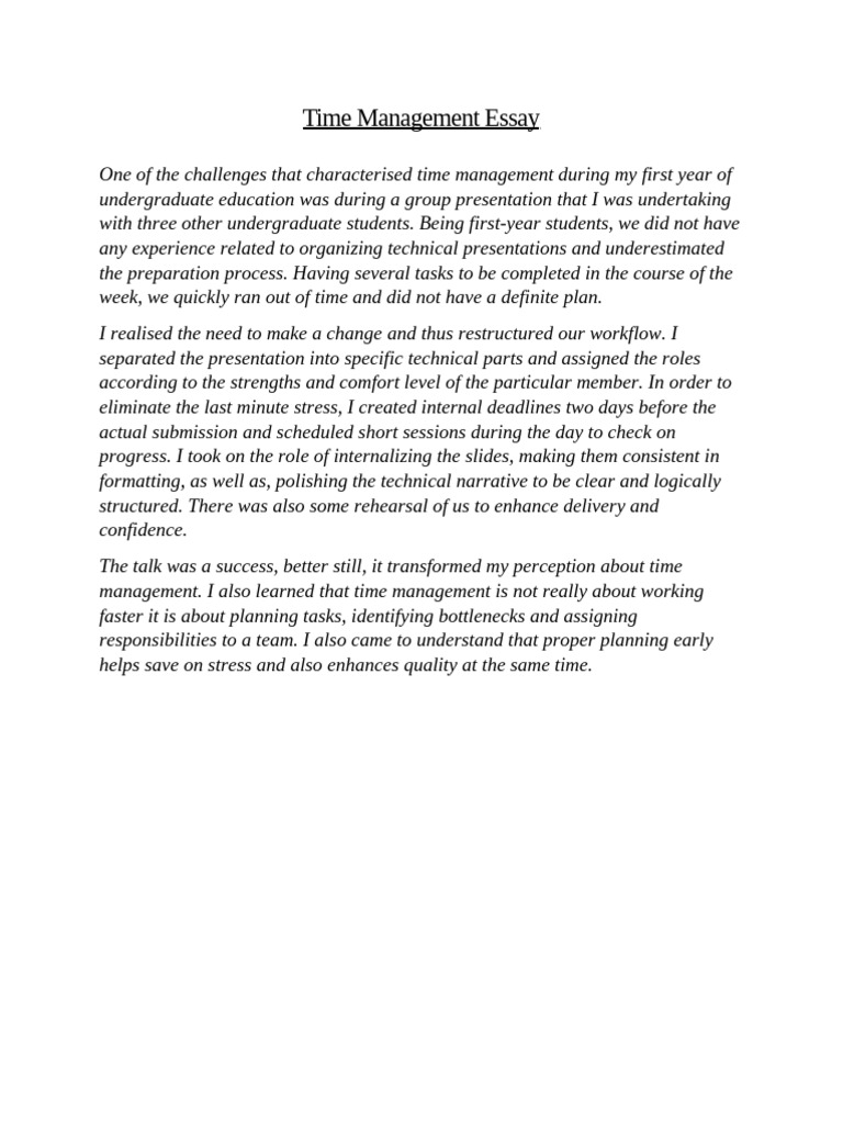 Time Management Essay | PDF