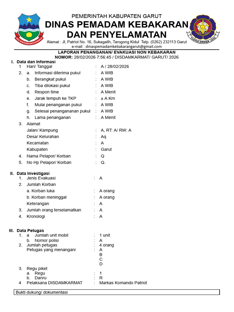 28 - 02 - 2026 Markas Komando Patriot Laporan Penanganan - Evakuasi Non ...