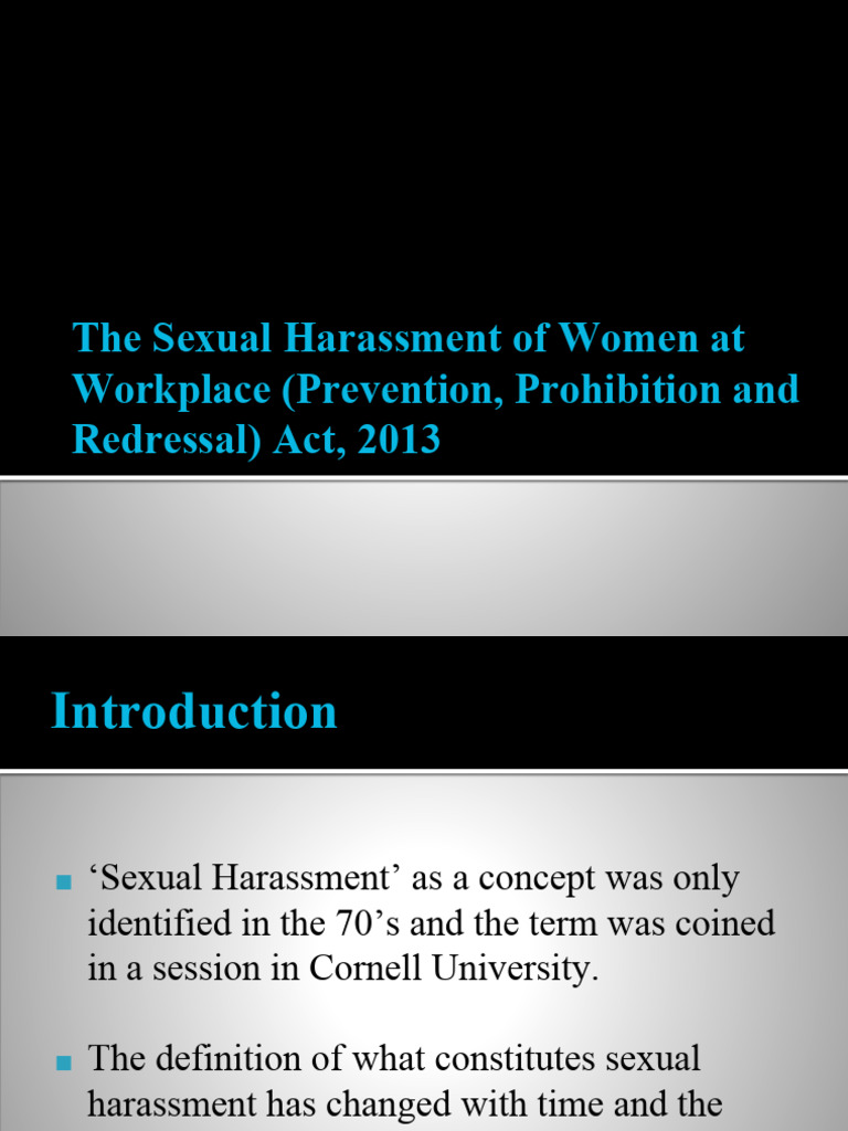 The Sexual Harassment of Women at Workplace (Prevention Prohibition and ...