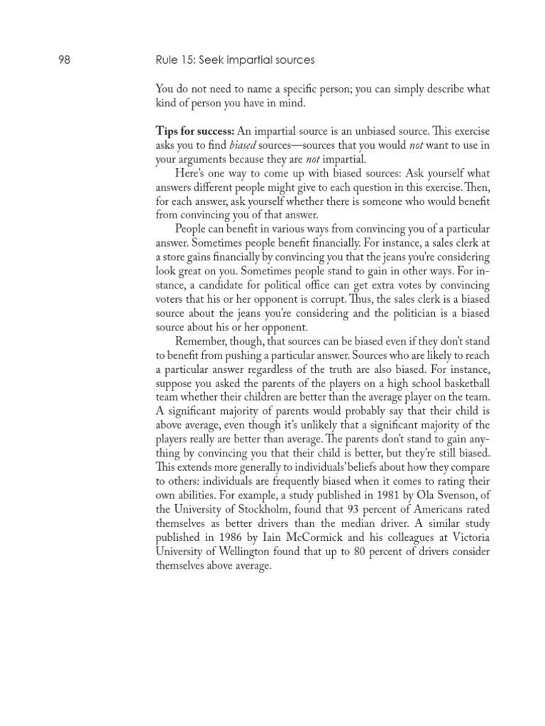 98 Rule 15: Seek Impartial Sources: Tips For Success: An Impartial ...