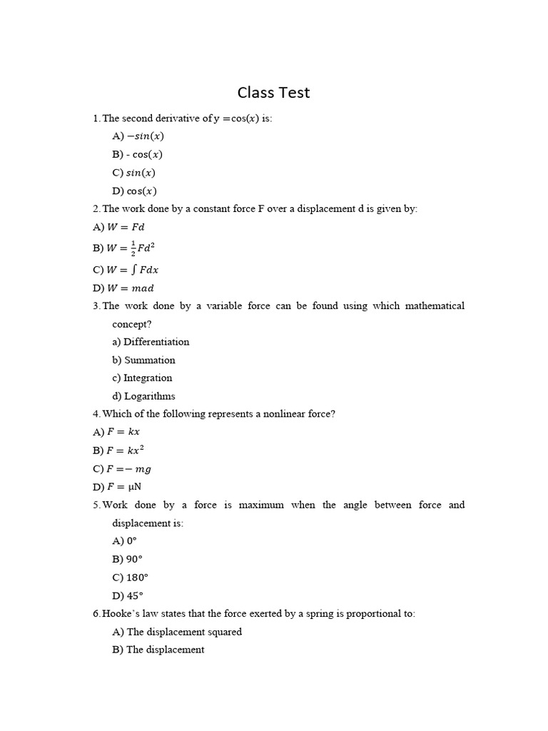 Mat 111 Class Test | PDF
