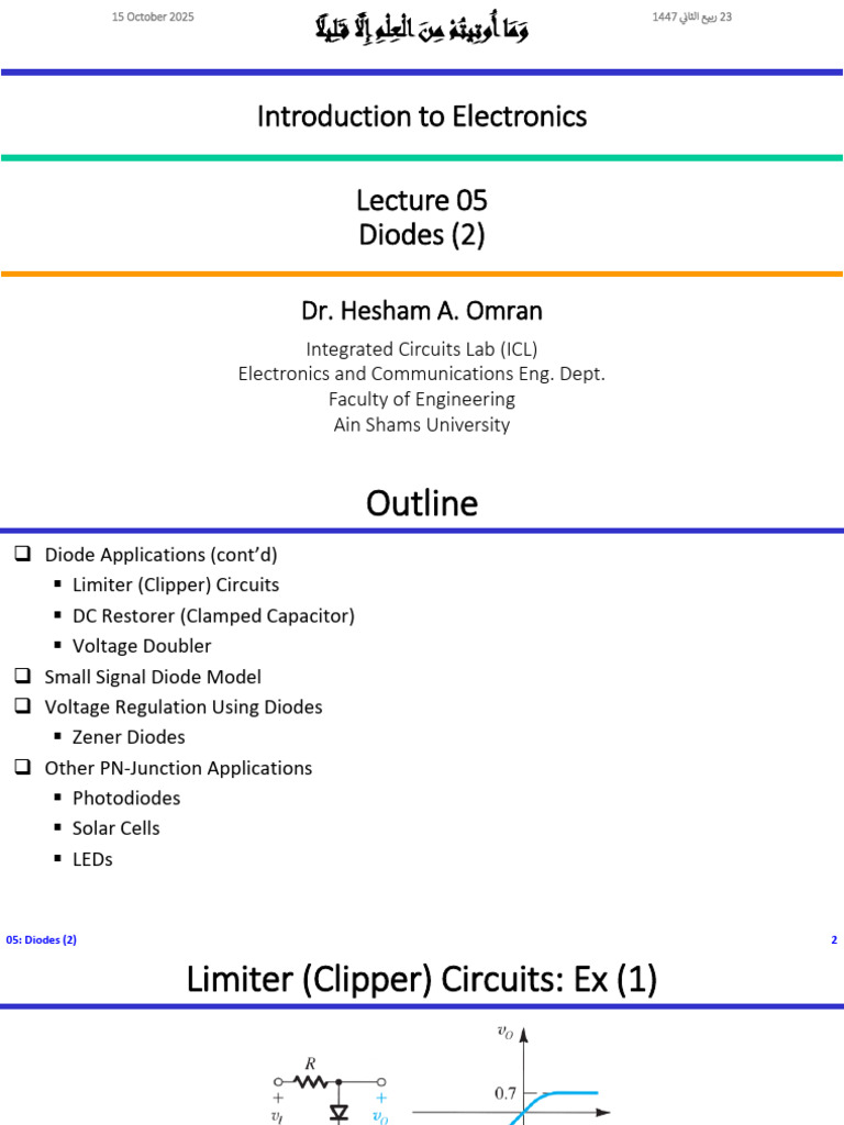 Ite Lec 05 Diodes2 v01 | PDF | Diode | P–N Junction