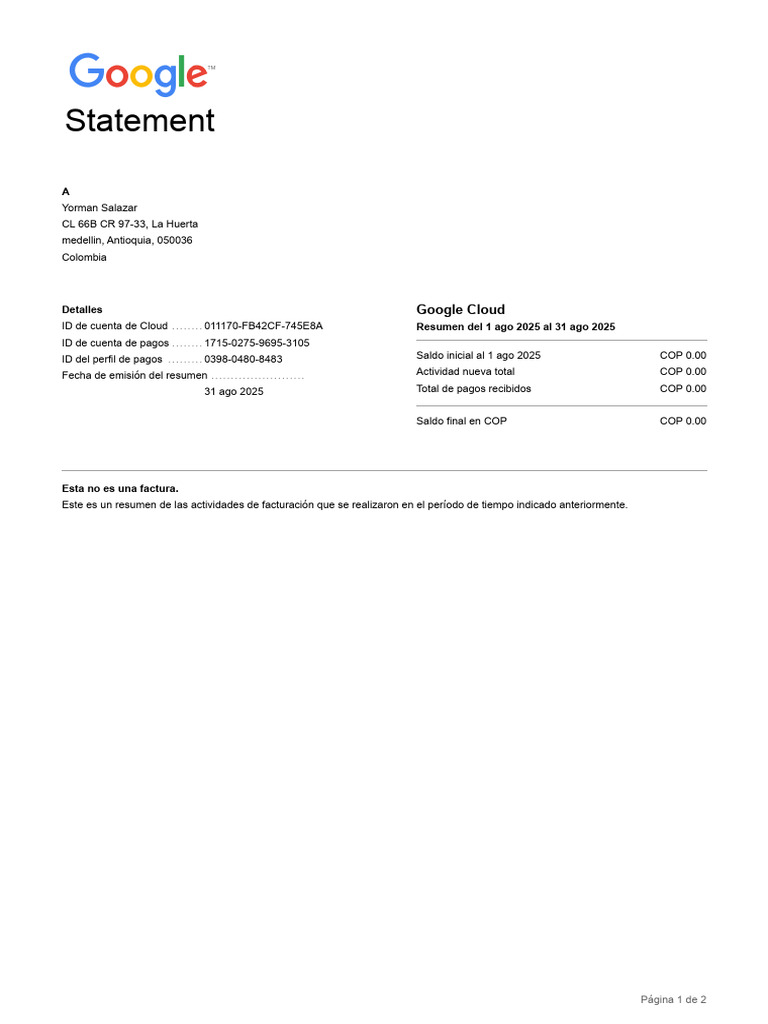 Statement: Google Cloud | PDF